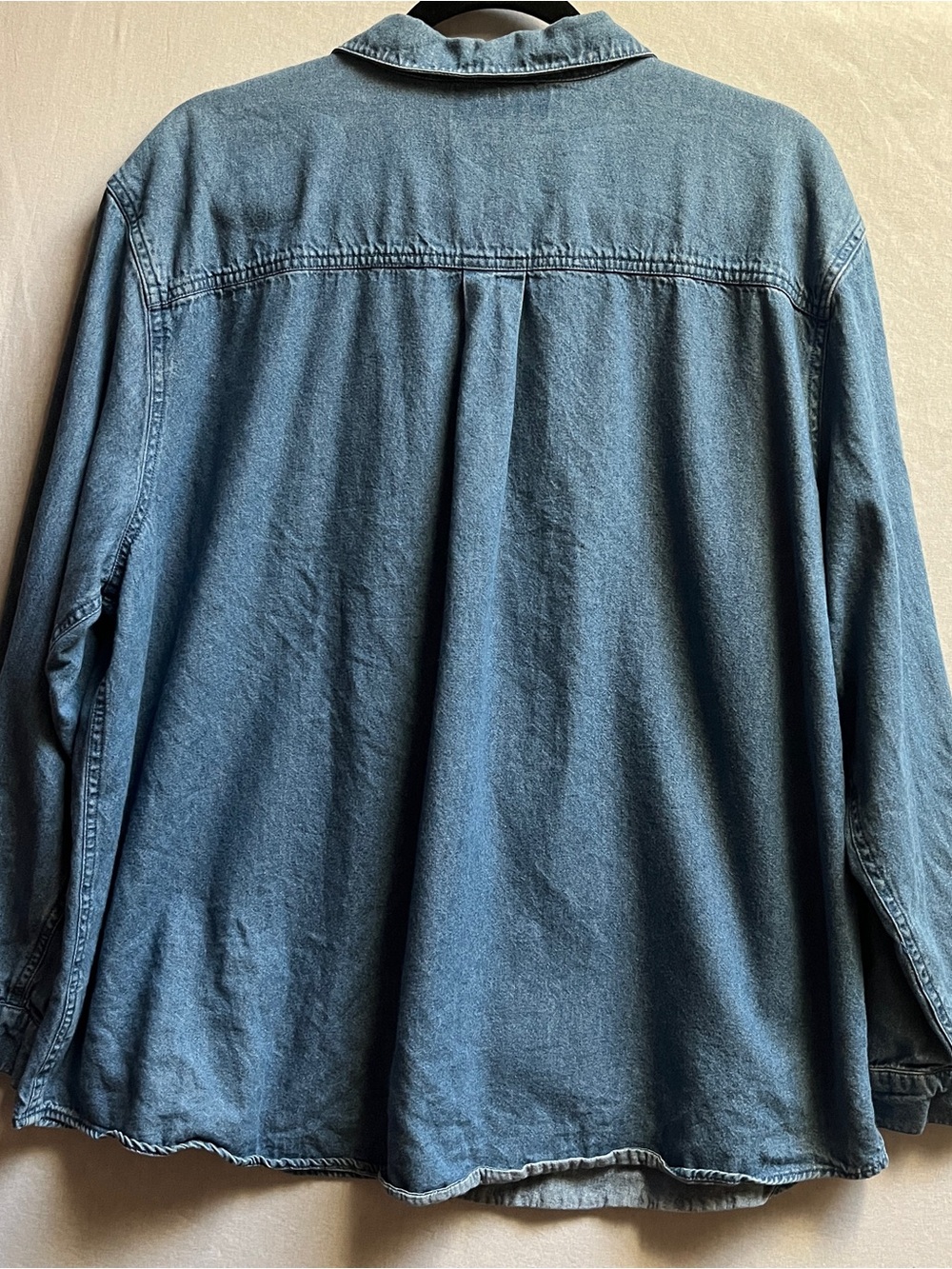 PS Casual Vintage Blue Christmas Stockings Embroidered Denim Shirt Size 1X - Picture 2 of 9